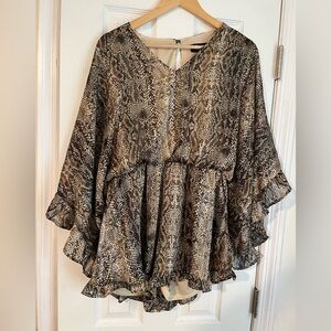 Snakeskin V-Neck Romper